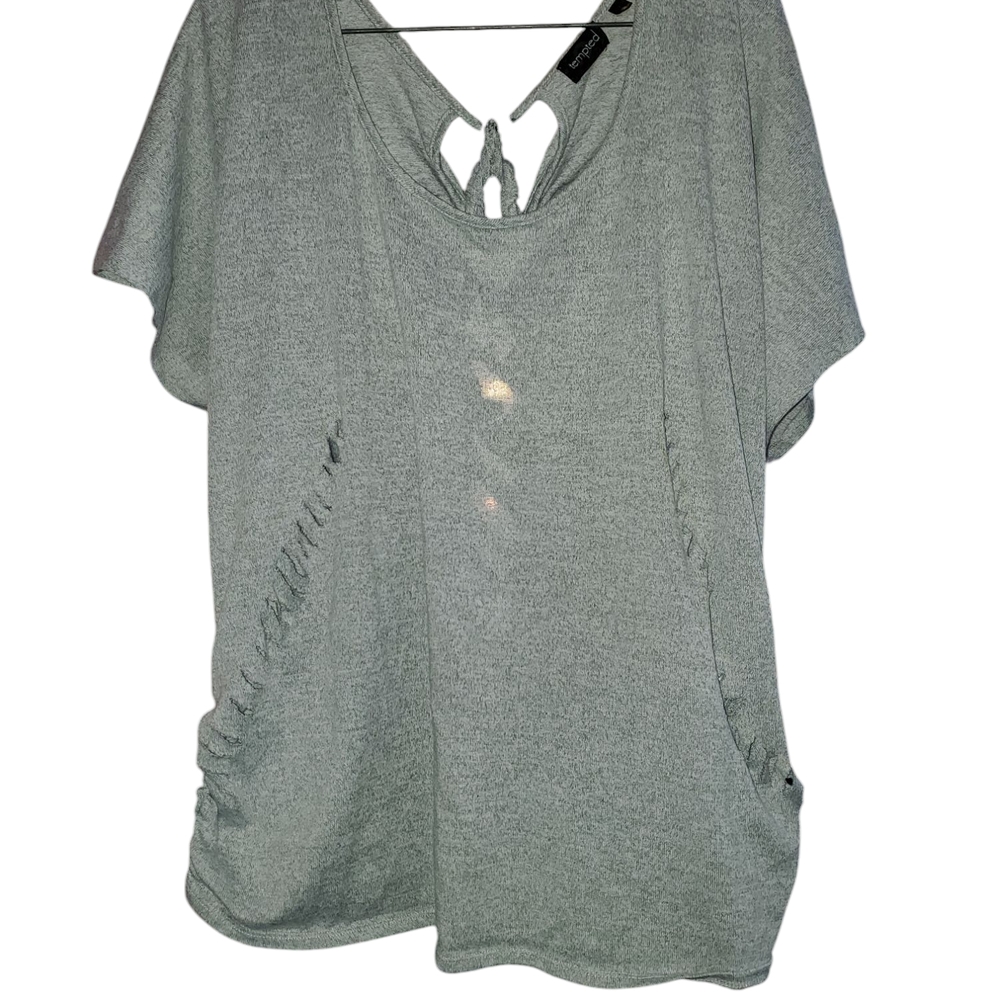 Tempted Gray Relaxed Tie Front Tunic